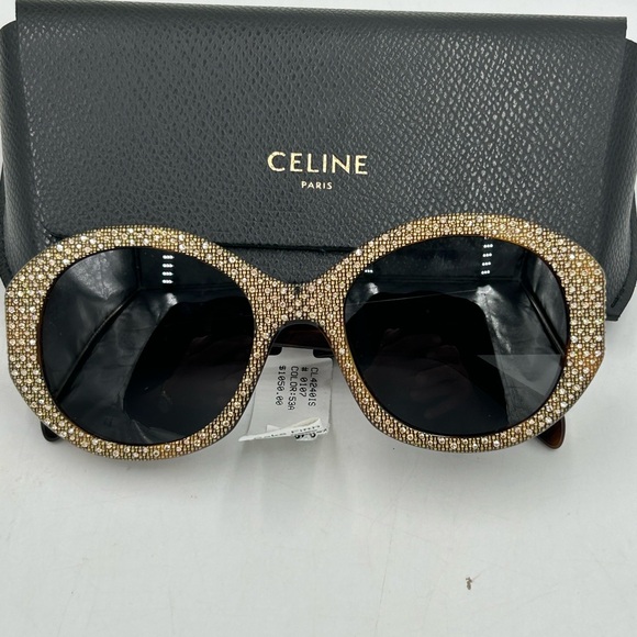 Women's Celine Havana brown crystal sunglasses made in Italy - Picture 1 of 8